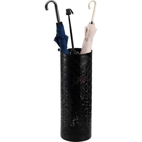 Porte-Parapluie Rond en métal, bac à Parapluie sur Pied, Support de Cannes de Marche pour entrée, Maison, Bureau, Noir (1/5)