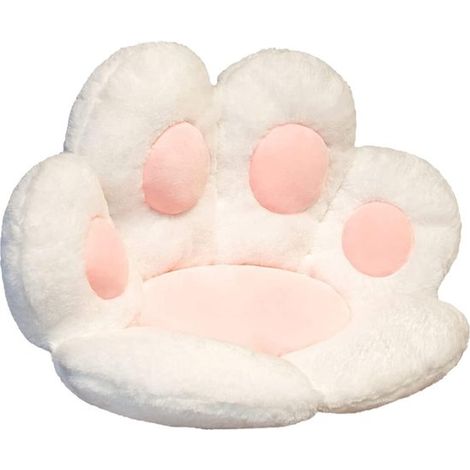Coussin de chaise en forme de patte de chat – Coussin d’assise confortable 70 x 60 cm – Pour chaise canapé lit bureau et siège de jeu – Blanc (1/5)