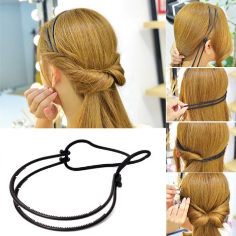 Elegante coletero doble elástico, diadema, diadema trenzada negra