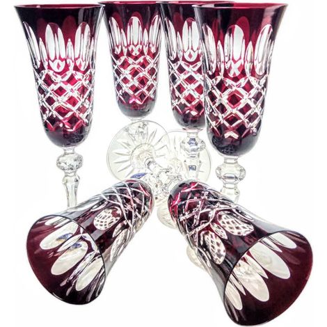 Verres à champagne Ruby Crystal 150 ml Olive Grid (1/5)