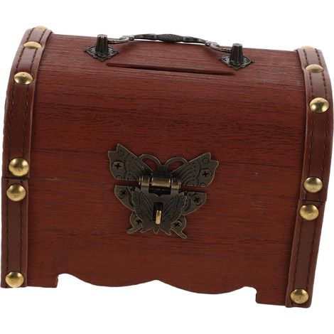 Boîte à Tirelire en Bois Vintage avec Serrure pour Mariage et Collection (1/5)