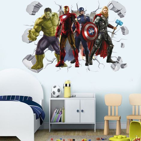 3D-Wandtattoo „Marvel Avengers“ aus Vinyl, im „Smash“-Stil, für ein Kinderzimmer (Junge/Mädchen) – LS-38 (1/5)