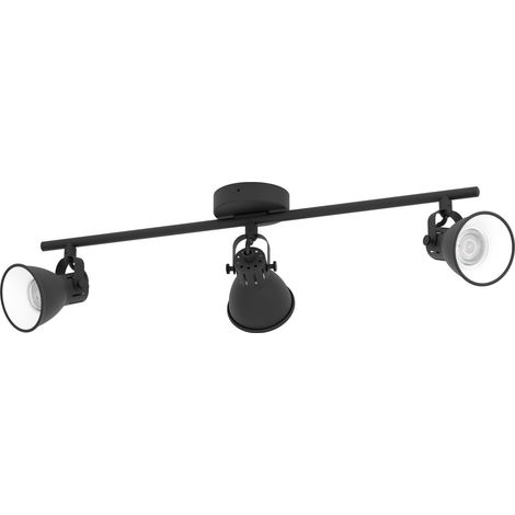 Faretti da Soffitto 3 Luci Led Spot GU10 Lampada su Binario Nera 10W Seras EGLO (1/4)