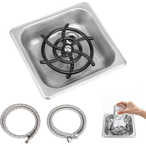 Lave Verres, Automatique G1/2 En Acier Inoxydable Lave Gobelets Pour Évier De Cuisine Avec 2 Tuyaux De Connexion Accessoire Pratique Pour Bar Pub Restaurant Café Et Hôtel (1/5)