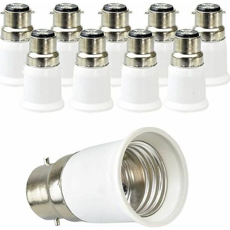 10 pièces, matériau PBT blanc résistant aux hautes températures b22 baïonnette à e27 adaptateur de douille à vis (1/4)