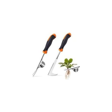 2 Pièces Désherbeur Manuel Acier Inoxydable Arrache Mauvaise Herbe,Arrache Pissenlit Couteau Désherbeur Désherbeurs Manuels Tire Racine Outils Jardinage Grattoir Jardin avec Manche (1/5)