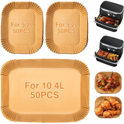 Papier Cuisson Air Fryer 150 pièces pour Ninja Flex Drawer Dual Zone AF500EU 10,4L, Papier Sulfurisé Accessoires pour Ninja AF500EU AF500EUCP, Cecotec 9000 9L, Paper Liners Friteuse Sans Huile (1/5)