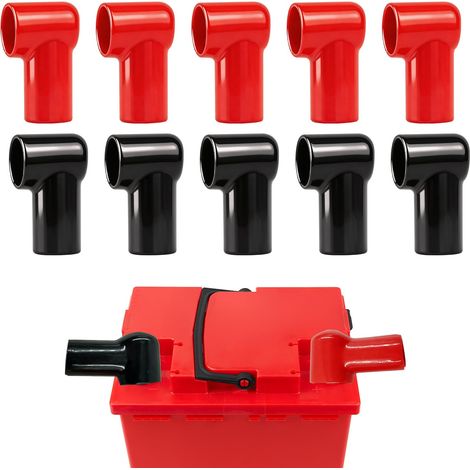 Lot de 10 Couvre-Bornes de Batterie, Protections de Bornes Positive et Négative Rouge et Noir, Capuchons de Protection pour Bornes de Batterie de Voiture et Moto (1/5)