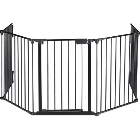 Set di 5 elementi di griglia protezione caminetto sicurezza bambini animali 90 x 70 cm in metallo nero 130009736