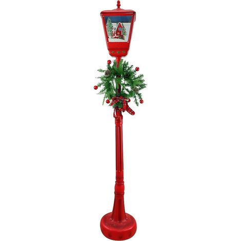 Lanterne de Noël rouge 195 cm – Décoration avec musique et mini-lumières – Résistante aux intempéries – Pour intérieur et extérieur – Mediawave Store (1/5)