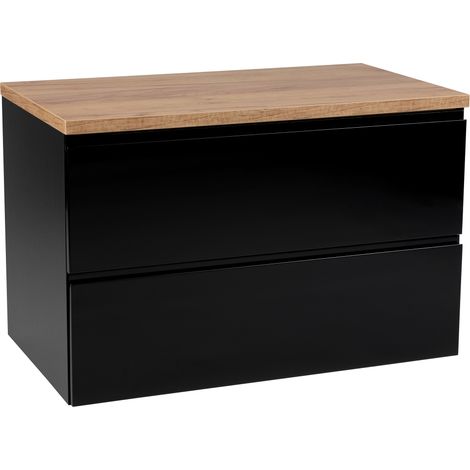 STAMAR  Badezimmerensemble - 100 cm - Schwarz glänzend - Elegantes Design - Hochwertige Materialien