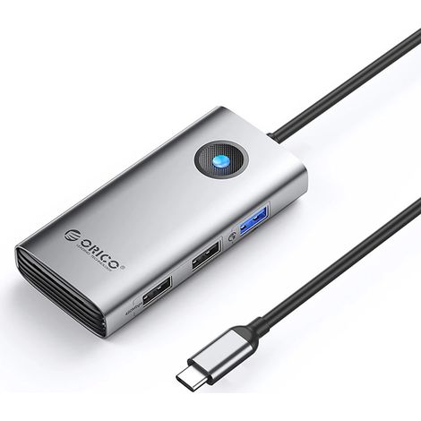 Estación de acoplamiento Orico PW11-5P con concentrador USB-C: 1 puerto USB-A 3.0 + 2 puertos USB-A 2.0 + 1 puerto USB-C PD + 1 puerto HDMI - Gris (1/5)