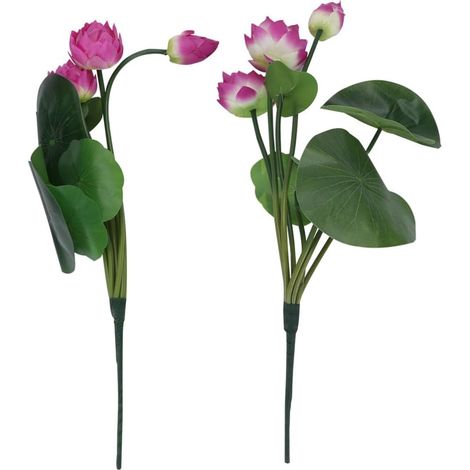 Fleurs Artificielles Lotus Pourpre en Plastique, Lot de 2, Décoration D'intérieur Naturelle et Fraîche pour Maison et Chambre, Résistantes la Déformation la Décoloration (1/5)