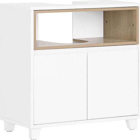 SoBuy Mobile sottolavabo con 2 ante senza lavandino Mobiletto per lavandino bagno 60x30x61cm Bianco BZR148-W
