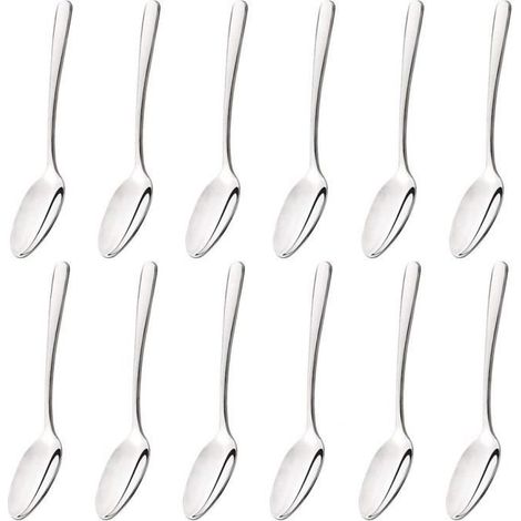 12 Pcs Petites Cuillères à Café,VIPITH Ovales en Acier Inoxydable Petites Cuillère(12.5cm) (1/4)