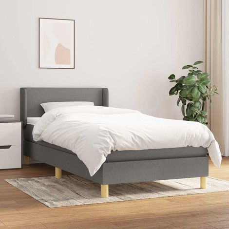 Cama box spring con colchón tela gris oscuro 80x200 cm (1/5)