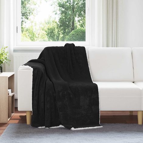 vidaXL  Throw Blanket  Black 130 x 150 cm Fleece