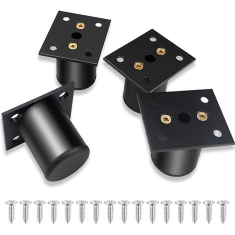 Lot de 4 pieds de meubles réglables en hauteur en aluminium, plage de réglage de 5 cm, pieds d'armoire, pieds de lit, pieds de table, pieds de canapé, pieds de chaise, pour meubles tels que (1/5)