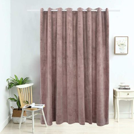 vidaXL Cortina opaca y anillas metal terciopelo rosa viejo 290x245cm (1/5)