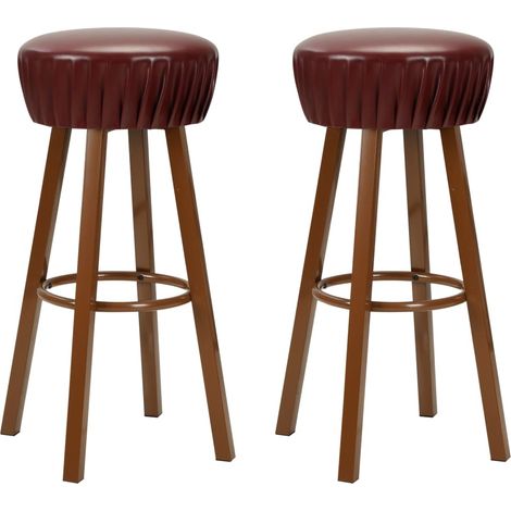 Lot de 2 Chaises de bar Tabourets de bar - Tabouret Haut Marron Similicuir BV136777 - BonneVie (1/5)