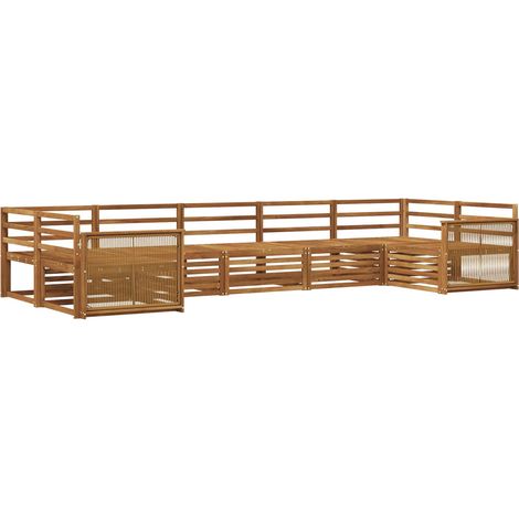 Set di divani da esterno 7 pz Naturale Legno di Acacia Massello vidaXL (1/5)