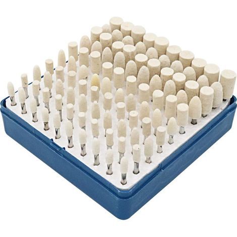 Polierscheiben mit Wollfilzbezug, Kegelaufsätze, Lack, Schleifset, Zubehör für Dremel-Rotationswerkzeuge, 3-mm-Schaft, 100 Stück (1/5)