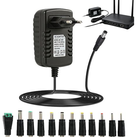 Adaptateur Secteur 12V 3A Universel, Chargeur 12V 3A avec 11 Embouts Interchangeables pour LED, Routeur, Caméra de Sécurité, Clavier Numérique, et Plus, Alimentation Universelle 12V 36W (1/5)