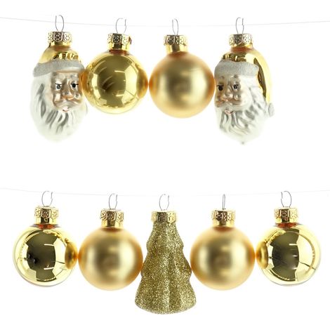 Christbaumkugeln Figuren Mix Goldfarben aus Glas - 9er Set (1/2)