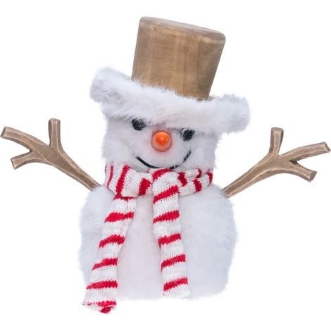 Bonhomme de Neige Lumineux H20cm 30 Micro-LED Blanc Chaud & Froid Bois à Piles Lotti (1/5)
