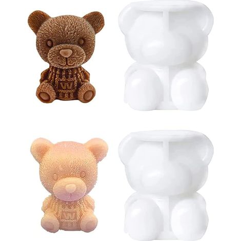 2 Pièces Bac à Glaçons Ours, Ours Moule de Bougie de Savon, Moule à Fondant Ours, Moule à Glaçons 3D, 3D Ours Moule en Silicone, pour Faire des Glaçons en Forme D'ours, Chocolats et Bonbons (1/5)