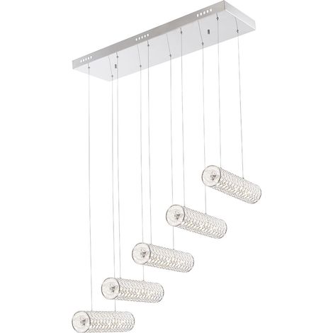 LED 55 Watt Hänge Leuchte Glas Kristalle klar Beleuchtung Decken Strahler Pendel Lampe Globo 67006-5