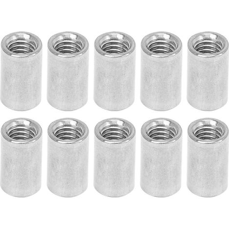 10 écrous de raccordement pour connecteurs à barres rondes, acier inoxydable 304, filetage intérieur M12x1,75, 16 L35 mm