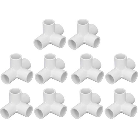 Raccord de tuyau PVC 0.8 pouce, connecteur 4 voies coudé blanc, 10 pièces pour assemblage de meubles et tente (1/5)