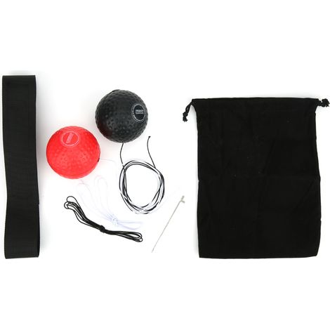 Ballon de Boxe Monté sur Tête Ajustable en Mousse PU - Équipement Fitness Noir et Rouge (1/5)