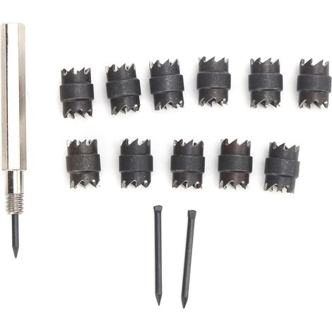 Jeu de 13 frappes à souder 3/8in, extracteur double face pour perceuse électrique, outil de découpe de soudure, kit de retrait de points de soudure. (1/5)