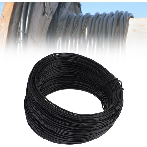 Fil de ligature en fer galvanisé électroplaqué 0,75/50 m, fil de ligature en PVC, fil de ligature noir pour câbles optiques de télécommunications. (1/5)