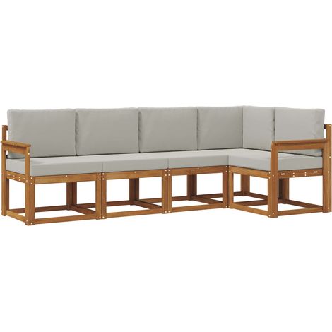 Conjunto de sofás de exterior 5 pcs Gris Natural y Claro vidaXL (1/5)