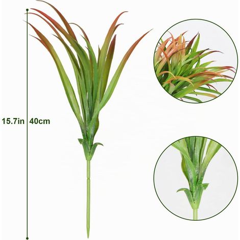 Dremisland Set of 12 Artificial Outdoor Plants 40 cm Sommer Plastic Fake Green Shrubs Artificial Grass Plant Decorative for Home Window Garden Patio Front Porch (1/4)