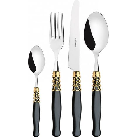 Set posate 24 pezzi in scatola Gallery Selene ghiera dorata Nero Madreperla Bugatti (1/3)