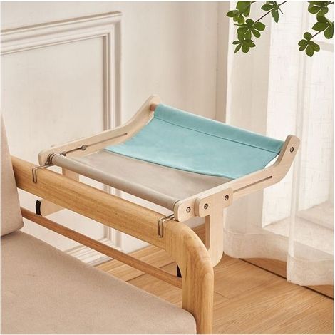 Hamac Suspended for Cat in Bois-Lit for Cat to Hung on Window,Chair or Rebords,Design Comfortable and Elegant-Bleu (1/5)