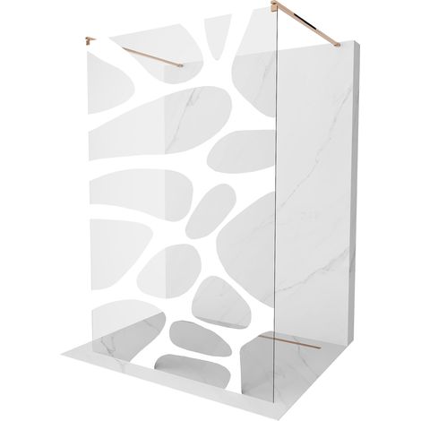 Mexen Kioto paroi de douche autoportante 140 x 200 cm, transparent/Design blanc 8 mm, Or rose - 800-140-002-60-97 (1/5)