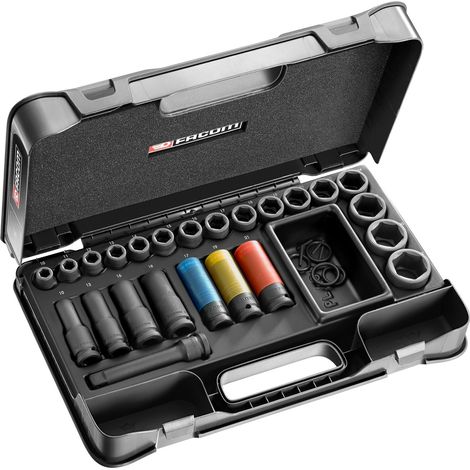 Schlagschrauber-Steckschlüssel-Set 1/2'' kurz und lang 10 bis 32 mm FACOM NS.550BPB