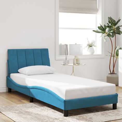 Estructura cama con cabecero terciopelo azul 80x200 cm vidaXL (1/5)