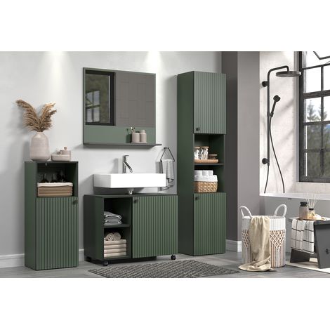 Ensemble de salle de bain contemporain vert sapin Lissandre (1/5)