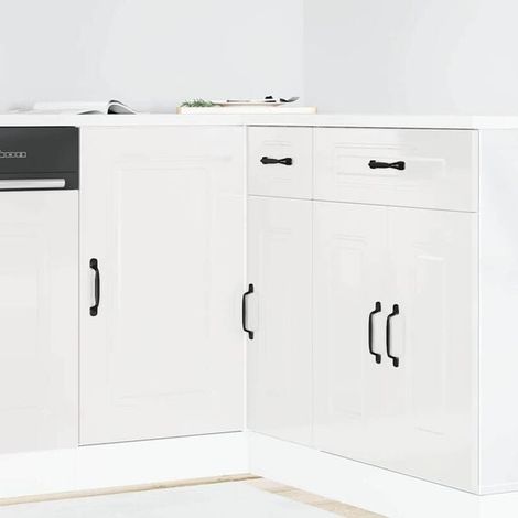 Meuble bas de cuisine « Kalmar » Bois d'Ingénierie Blanc Brillant, Design Moderne (1/5)