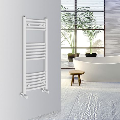 WarmeHaus Curved Bathroom Heated Towel Rail 1000x400mm White