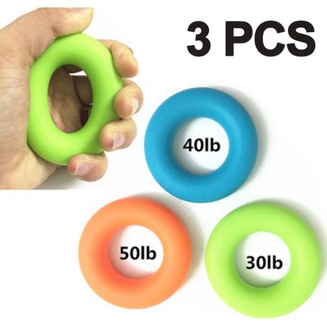 Lot de 3 anneaux de renforcement de la force de préhension, pour les doigts et les avant-bras, idéal pour l'escalade - 13,6, 18,1 et 22,7 kg (1/4)