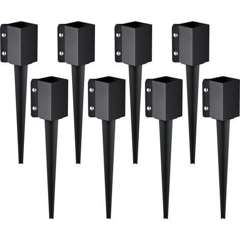Piquet d'ancrage pour poteau de clôture,8 pcs, support de poteau en métal enduit de poudre noire, extérieur 610 x 113 x 113 mm (intérieur 89 x 89 mm) pour boîte aux lettres et barre de jardin (1/5)