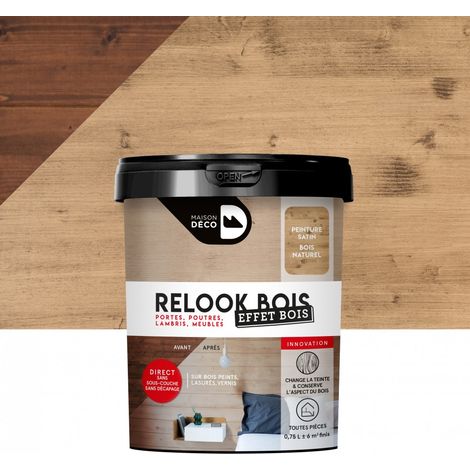 Lasure intérieure bois naturel 0.75l – Aspect satiné – Pour rénovation poutres et lambris – Application directe sans sous-couche – Maison Deco