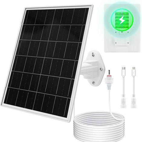 Panneau solaire pour caméra de suivi, caméras de sécurité, batterie rechargeable intégrée de 20 000 mAh, DC 3,5 x 1.35 mm avec interfaces multiples, convient à plusieurs usages, sortie DC 5 V (1/5)